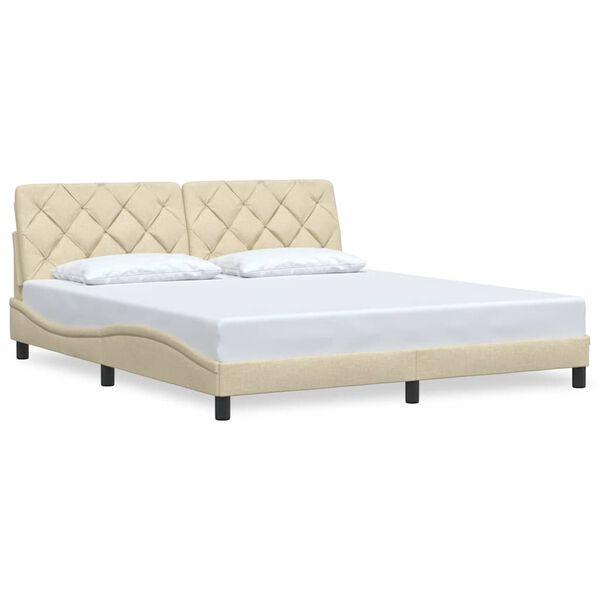vidaXL Cadre de lit sans matelas cr&egrave;me 180x200 cm tissu