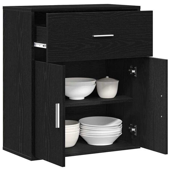 vidaXL Buffet avec tiroir Ch&ecirc;ne noir 60 x 31 x 70 cm Bois d'ing&eacute;nierie