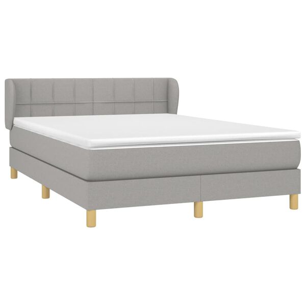 vidaXL Sommier &agrave; lattes de lit avec matelas Gris clair 140x190cm Tissu