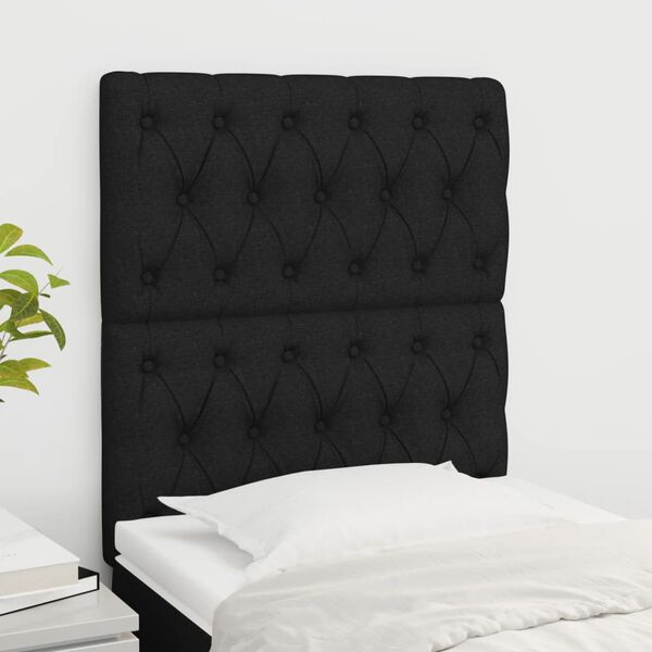 vidaXL T&ecirc;tes de lit 2 pcs Noir 80x7x78/88 cm Tissu