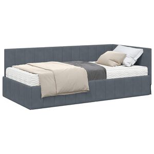 vidaXL Cadre de lit d'angle avec matelas 2 pcs Gris Velours