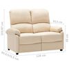 vidaXL Canap&eacute; inclinable &agrave; 2 places Cr&egrave;me Tissu