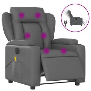 vidaXL Fauteuil de massage inclinable &eacute;lectrique gris similicuir