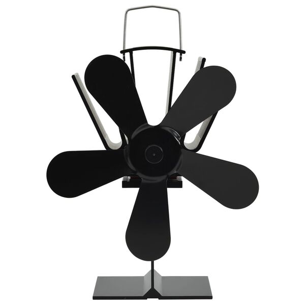 vidaXL Ventilateur de poêle alimenté par chaleur 5 pales Noir