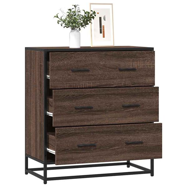 vidaXL Buffet ch&ecirc;ne marron 68x35x76 cm bois d'ing&eacute;nierie et m&eacute;tal