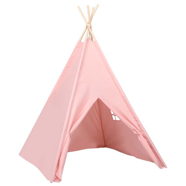vidaXL Tente tipi d'enfants avec sac Peau de p&ecirc;che Rose 120x120x150 cm