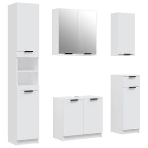 vidaXL Meubles de salle de bain 5 pcs Blanc Bois d'ing&eacute;nierie