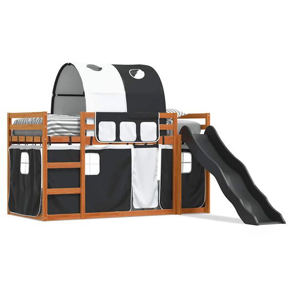 vidaXL Lit superpos&eacute; sans matelas avec toboggan blanc noir 80x200 cm