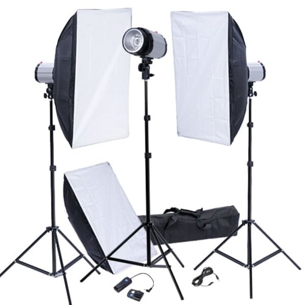 Kit Photo 3 Flashes Softbox 50x70 & d&eacute;clencheur