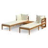 vidaXL Salon de jardin 3 pcs avec coussins blanc cr&egrave;me Bois d'acacia