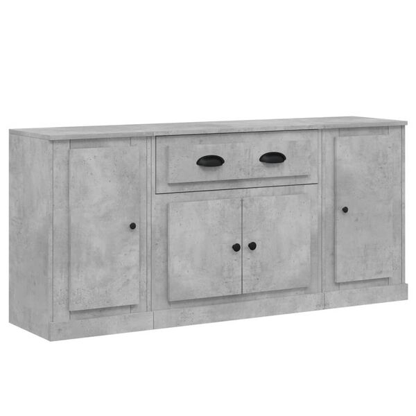 vidaXL Buffets 3 pcs gris b&eacute;ton bois d'ing&eacute;nierie