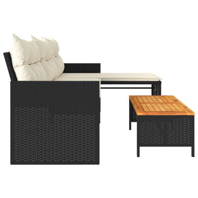 vidaXL Canapé de jardin avec table et coussins en forme de L noir