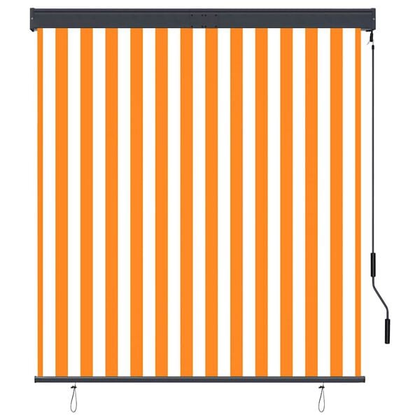 vidaXL Store roulant d'ext&eacute;rieur 140x250 cm Blanc et orange