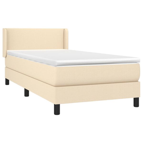 vidaXL Sommier &agrave; lattes de lit avec matelas Cr&egrave;me 90x200 cm Tissu