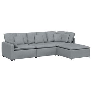vidaXL Canap&eacute; modulable avec repose-pieds et coussins en tissu gris clair