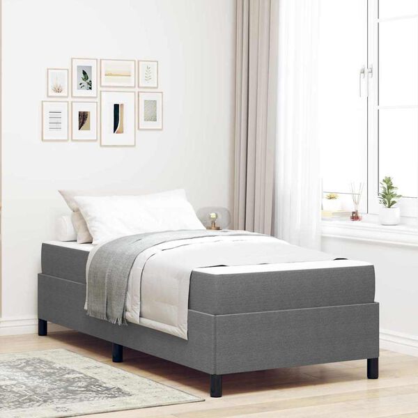 vidaXL Cadre de lit avec matelas Gris clair 100 x 200 cm tissu