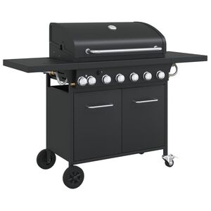 vidaXL Barbecue gril &agrave; gaz avec 7 br&ucirc;leurs noir acier enduit de poudre