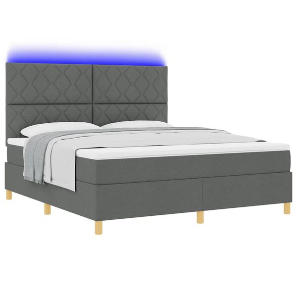 vidaXL Lit &agrave; ressorts avec matelas Gris fonc&eacute; 180 x 200 cm tissu