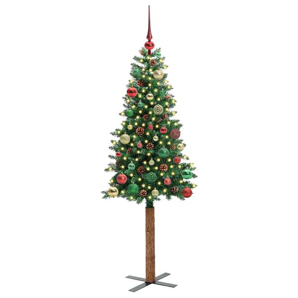 vidaXL Sapin de No&euml;l mince Vert 150 cm PVC et bois de pin massif