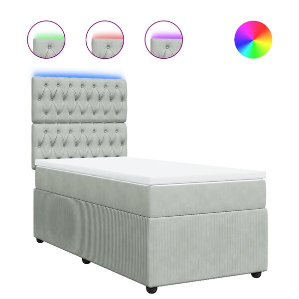 vidaXL Sommier &agrave; lattes de lit et matelas Gris clair 80x200 cm Velours