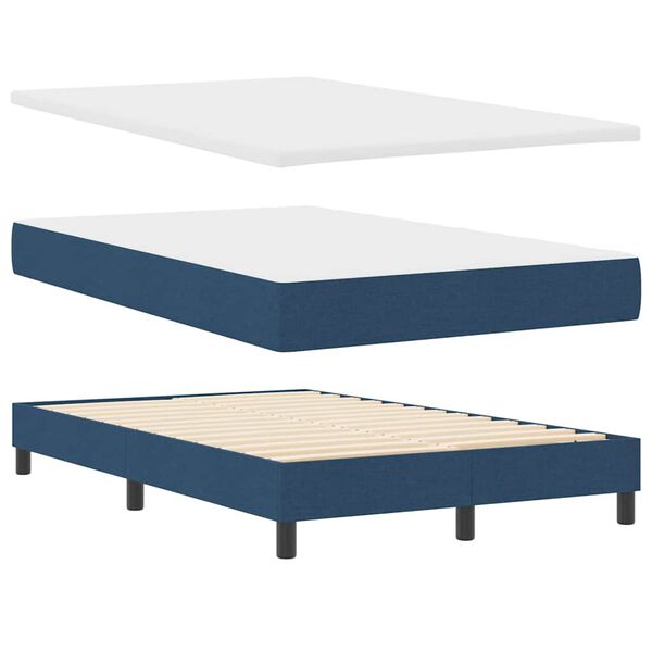 vidaXL Lit &agrave; ressorts avec matelas Bleu 120 x 200 cm tissu