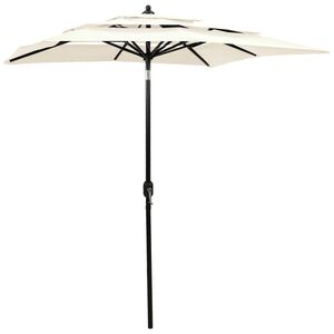 vidaXL Parasol de jardin &agrave; 3 niveaux avec m&acirc;t en aluminium sable 2x2 m