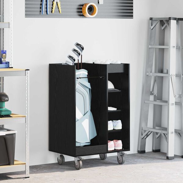 vidaXL Armoire de Golf avec roue Uni Ch&ecirc;ne noir 65 x 45 x 98 cm