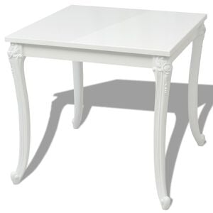 vidaXL Table &agrave; manger 80x80x76 cm blanc brillant
