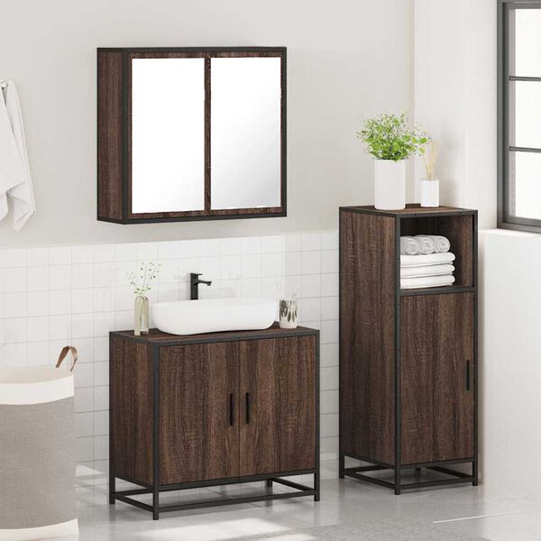vidaXL Ensemble de meubles de salle de bain 3 pcs Chêne marron