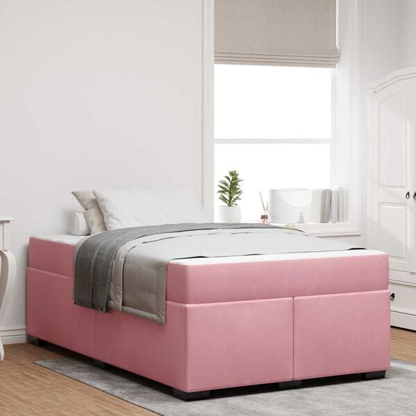 vidaXL Cadre de lit avec matelas Rose 120 x 190 cm tissu