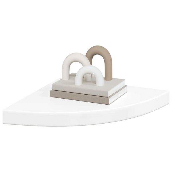 vidaXL &Eacute;tag&egrave;res d'angle flottantes 2pcs blanc brillant 35x35x3,8cm MDF