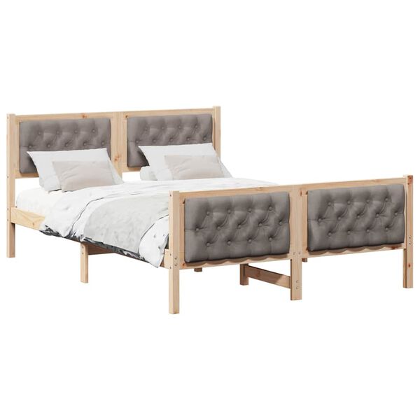 vidaXL Cadre de lit avec tête de lit Taupe 140 x 190 cm Pin massif