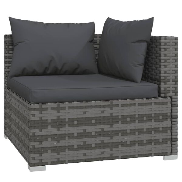 vidaXL Salon de jardin 10 pcs avec coussins Gris R&eacute;sine tress&eacute;e