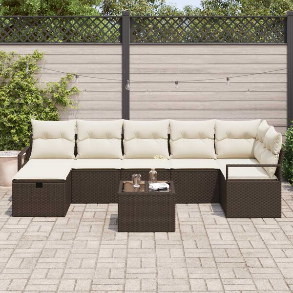 vidaXL Ensemble de canapé de jardin 8 pcs Marron Poly rotin