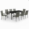 vidaXL Ensemble &agrave; manger de jardin 9 pcs Gris et noir