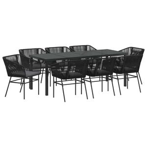 vidaXL Ensemble de salle &agrave; manger pour jardin 9 pc Noir