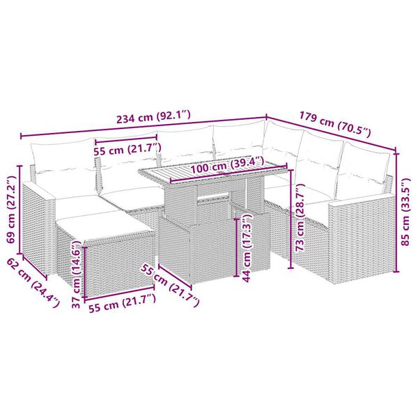 vidaXL Salon de jardin avec coussins 8 pcs beige r&eacute;sine tress&eacute;e