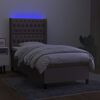 vidaXL Sommier &agrave; lattes de lit matelas et LED Taupe 80x200cm Tissu