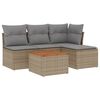 vidaXL Salon de jardin avec coussins 5pcs m&eacute;lange beige r&eacute;sine tress&eacute;e