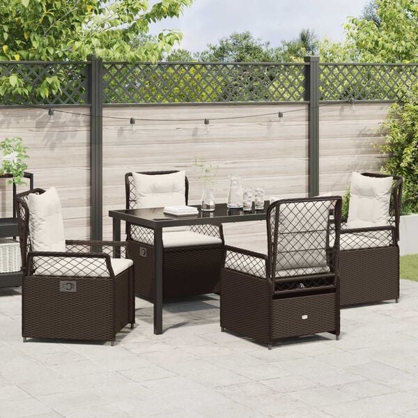 vidaXL Ensemble de salle &agrave; manger pour jardin 5 pcs Marron polyrotin