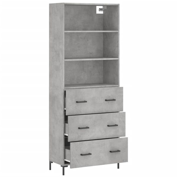 vidaXL Buffet haut Gris b&eacute;ton 69,5x34x180 cm Bois d'ing&eacute;nierie
