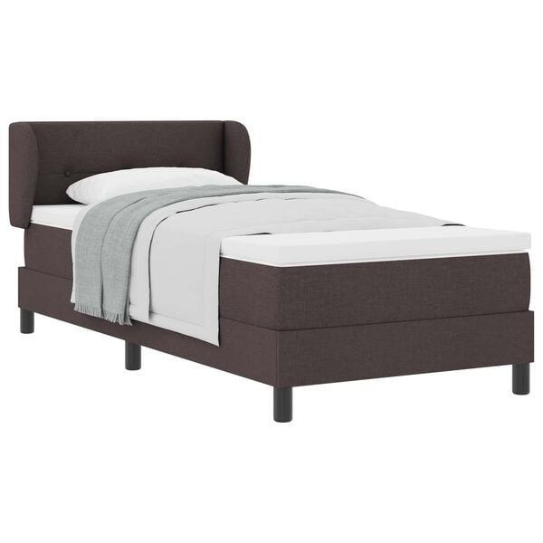 vidaXL Lit &agrave; ressorts avec matelas Marron fonc&eacute; 90 x 190 cm tissu