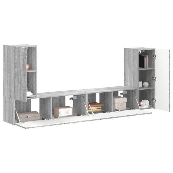 vidaXL Ensemble meuble TV 4 pcs Gris Sonoma Bois d'ing&eacute;nierie