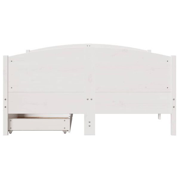 vidaXL Cadre de lit sans matelas blanc 135x190 cm bois de pin massif