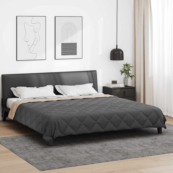 vidaXL Duvet d'&eacute;t&eacute; simple Anthracite et Taupe 220 x 200 cm Microfibre