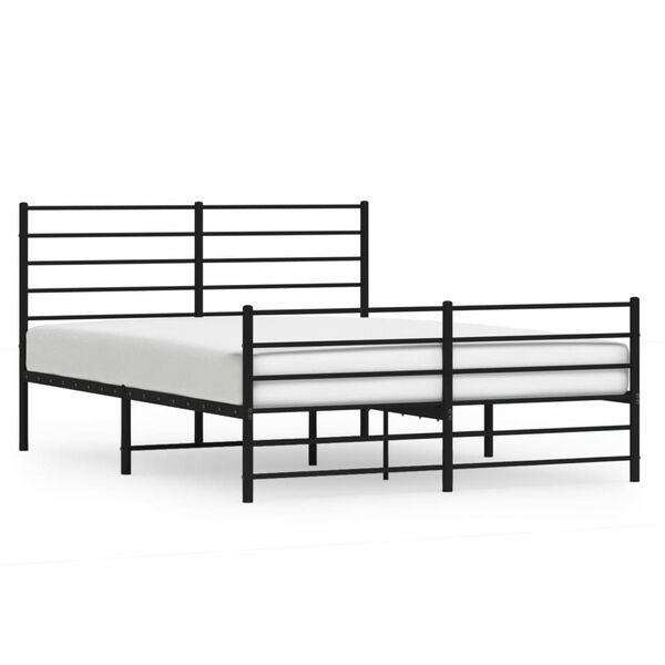 vidaXL Cadre de lit métal sans matelas avec pied de lit noir 120x190cm