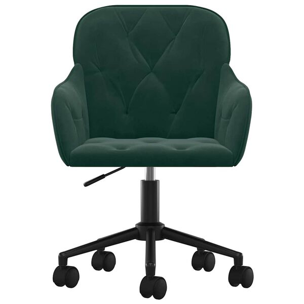 vidaXL Chaise pivotante de bureau Vert fonc&eacute; Velours