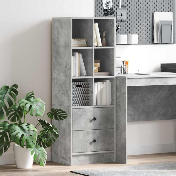 vidaXL Haut Armoire avec tiroir Gris béton 45,5 x 34 x 127 cm