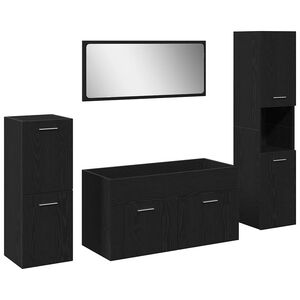 vidaXL Ensemble de mobilier de salle de bain 4 pcs Ch&ecirc;ne noir