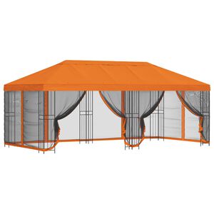 vidaXL Gazebo avec murs lat&eacute;raux 6 x 3 m Orange Polyester et Acier 190